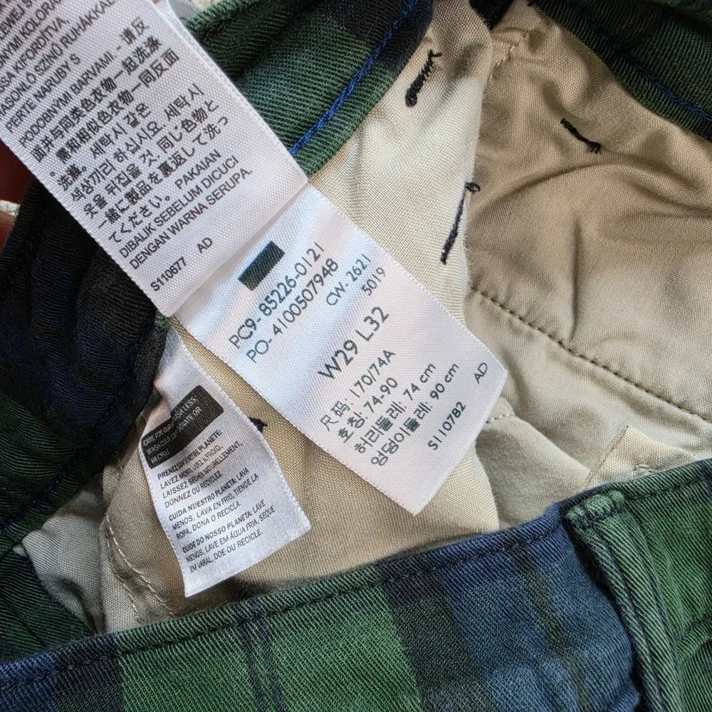 Levis XX Chino Mens 29x32 Green Navy Black Watch Plaid Tapered Pants 85226-0121